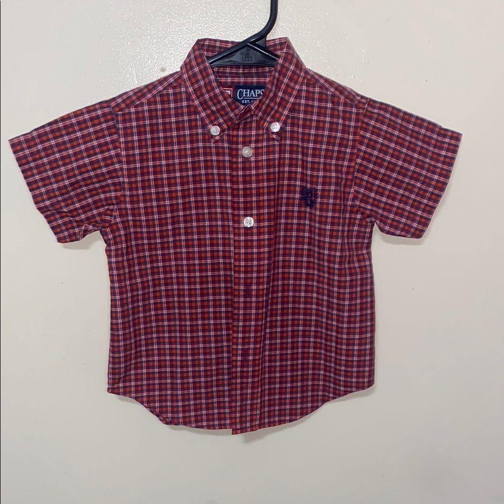 Chaps Red and White Checkered Button Down Shirt